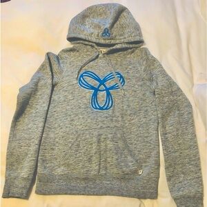 Aritzia TNA XS BalticPullover Hoodie Grey with Blue Embroidered Logo Cozy